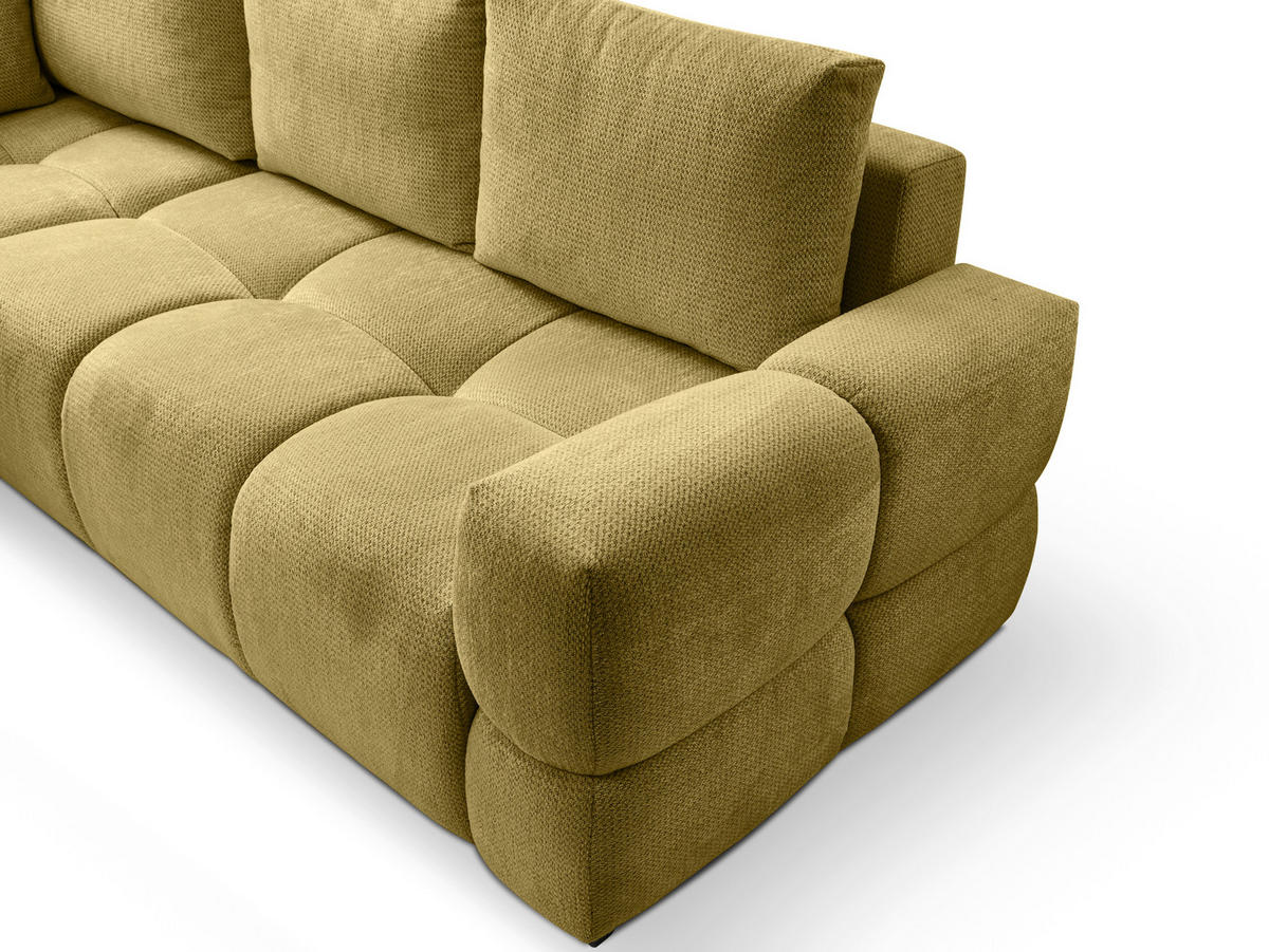 ECKSOFA in Chenille Senfgelb  - Senfgelb/Schwarz, Design, Textil/Metall (267/185cm) - Stylife