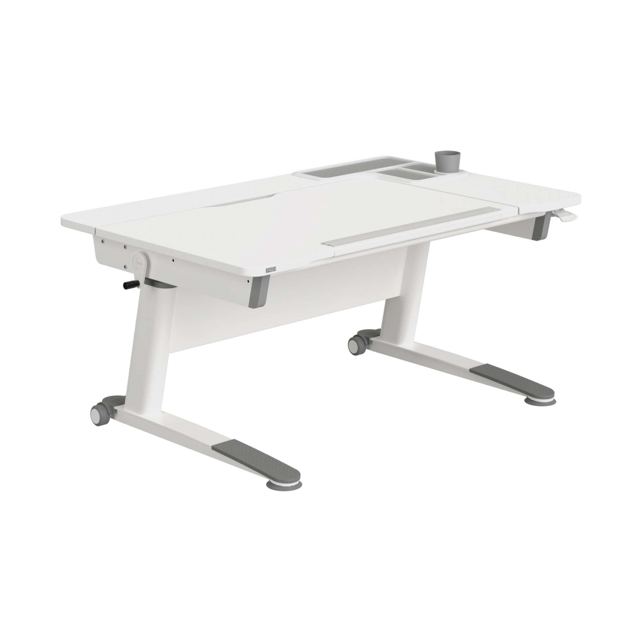 JUGENDSCHREIBTISCH  höhenverstellbar, Kabeldurchlass  - Silberfarben/Weiß, Basics, Holzwerkstoff/Metall (120/75,3/54-76cm) - Paidi