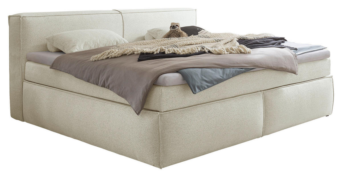 BOXSPRINGBETT 240/200 cm  in Creme  - Creme/Schwarz, LIFESTYLE, Kunststoff/Textil (240/200cm) - Boxxx