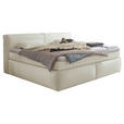 BOXSPRINGBETT 180/200 cm,  in Creme, Matratze, Topper, H3 + H4 = fest + sehr fest  - Creme/Schwarz, LIFESTYLE, Kunststoff/Textil (180/200cm) - Esposa