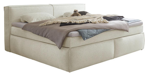 BOXSPRINGBETT 180/200 cm,  in Creme, Matratze, Topper, H3 + H4 = fest + sehr fest  - Creme/Schwarz, LIFESTYLE, Kunststoff/Textil (180/200cm) - Esposa