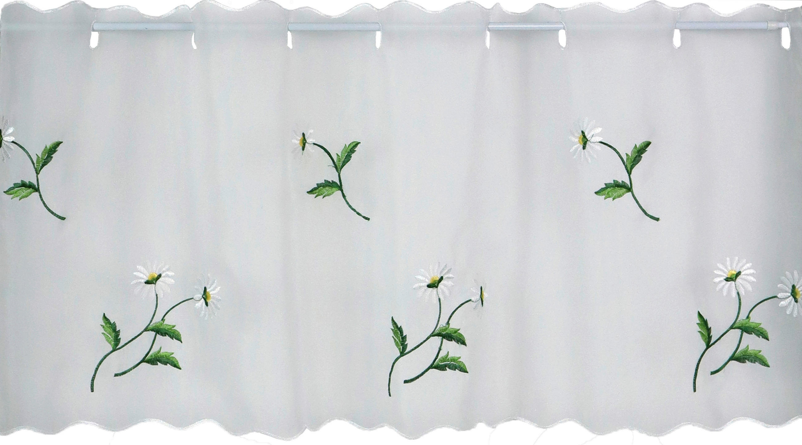 XXXLutz Kurzgardine Grün, Weiß 140x44 cm