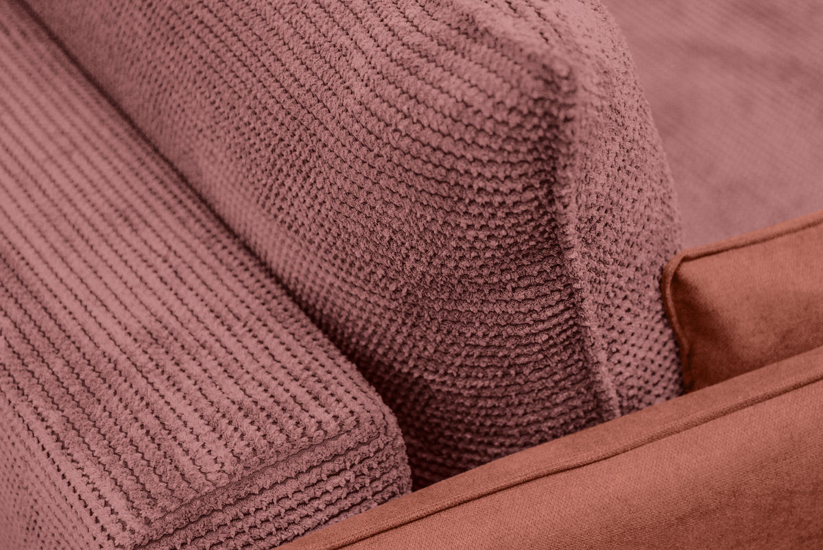 SCHLAFSOFA Cord, Flachgewebe Rosa, Altrosa  - Schwarz/Altrosa, KONVENTIONELL, Textil/Metall (223/72/100cm) - Carryhome