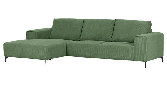 ECKSOFA  in Cord Olivgrün  170/285 cm  - Schwarz/Olivgrün, KONVENTIONELL, Textil/Metall (170/285cm) - Carryhome