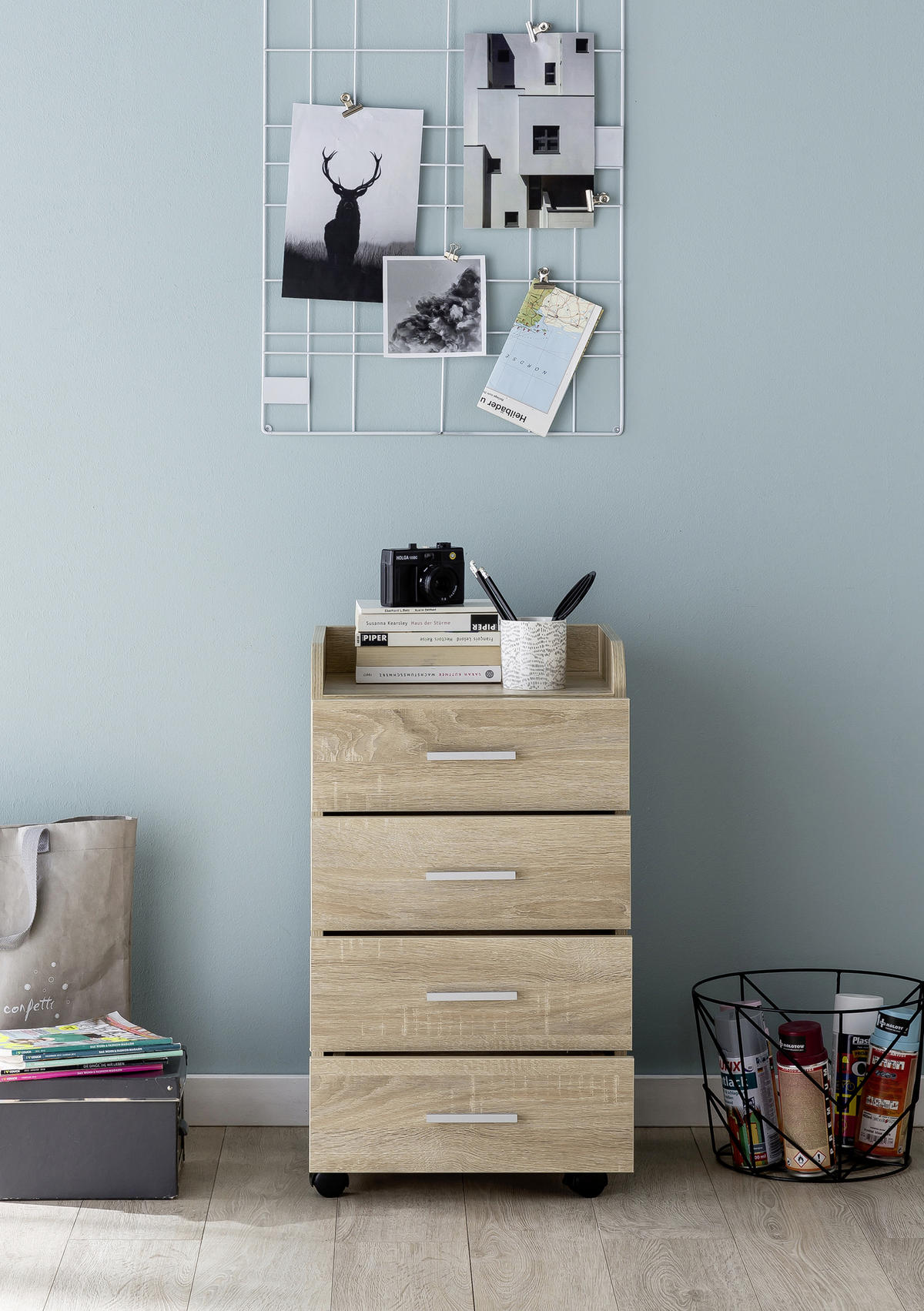 ROLLCONTAINER 40/70,5/33 cm  - Eichefarben/Silberfarben, Konventionell, Holzwerkstoff/Kunststoff (40/70,5/33cm) - MID.YOU