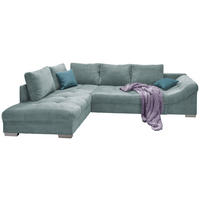 ECKSOFA Hellblau Cord  - Silberfarben/Petrol, Design, Holz/Textil (202/298cm) - MID.YOU