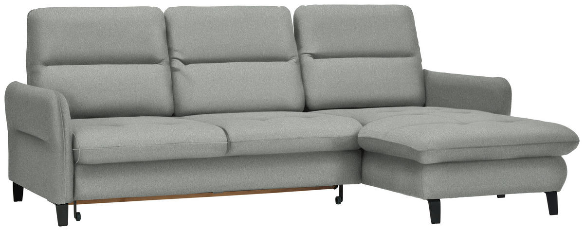 ECKSOFA Silberfarben Chenille  - Silberfarben/Schwarz, KONVENTIONELL, Textil/Metall (254/190cm) - Livetastic