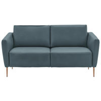 2-SITZER-SOFA  in Echtleder Blaugrau   - Eichefarben/Beige, Natur, Leder/Holz (182/86/87cm) - Valnatura