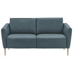 2-SITZER-SOFA  in Echtleder Blaugrau   - Eichefarben/Beige, Natur, Leder/Holz (182/86/87cm) - Valnatura