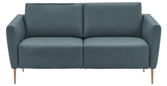 2-SITZER-SOFA  in Echtleder Blaugrau   - Eichefarben/Beige, Natur, Leder/Holz (182/86/87cm) - Valnatura