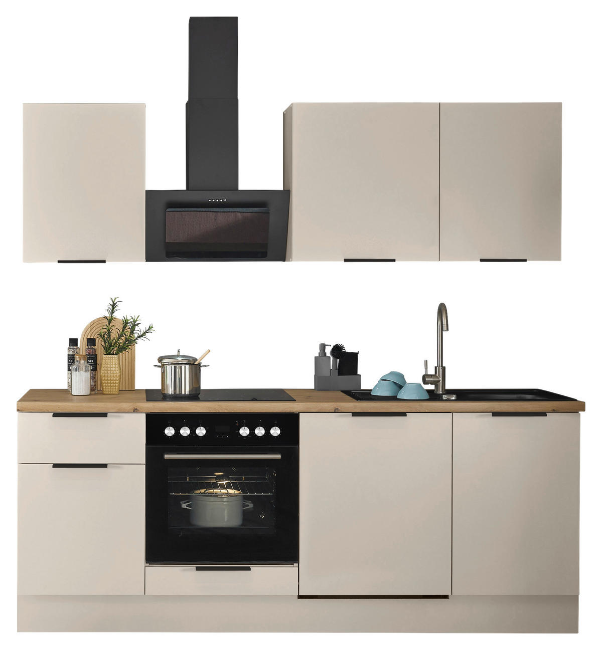 KÜCHENBLOCK   in Kaschmir  - Kaschmir/Schwarz, Basics, Holzwerkstoff/Metall (220/211/60cm) - Xora