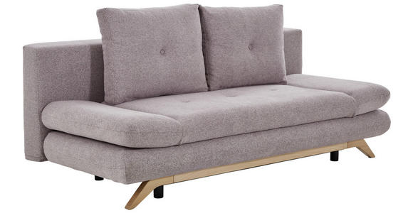 SCHLAFSOFA in Flachgewebe Grau, Altrosa  - Buchefarben/Altrosa, KONVENTIONELL, Holz/Textil (205/86/94cm) - Carryhome