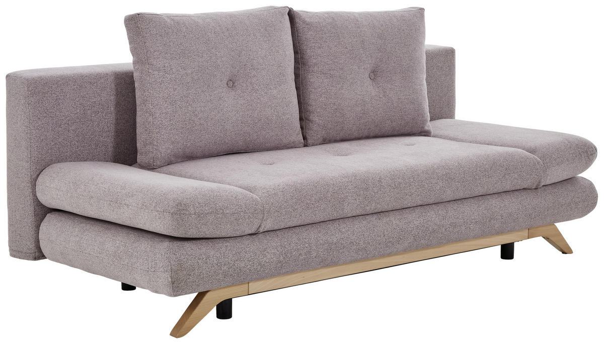 SCHLAFSOFA in Textil Grau, Altrosa  - Buchefarben/Altrosa, Konventionell, Holz/Textil (205/86/94cm) - Carryhome