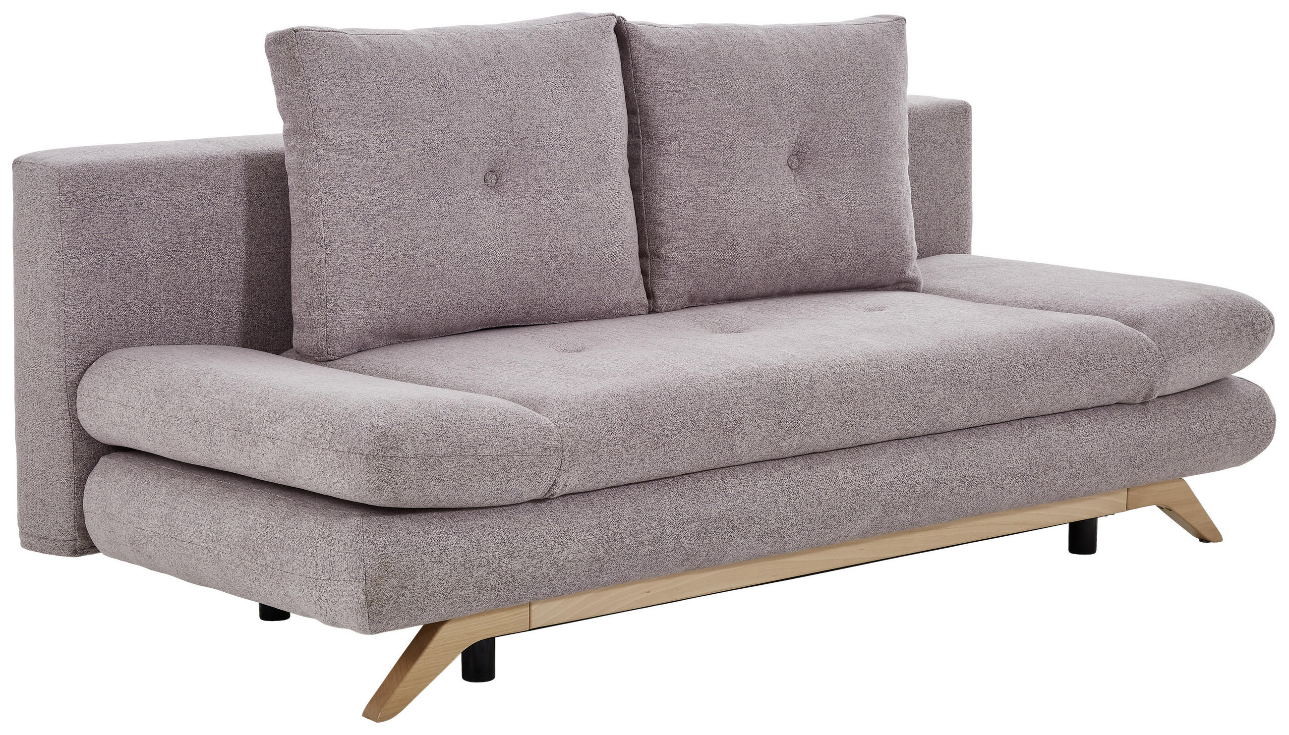 Thumbnail - Carryhome Schlafsofa, Grau, Altrosa, Textil, Buche, massiv, 2-Sitzer, Füllung: Schaumstoff, 205x86x94 cm, Stoffauswahl, ...