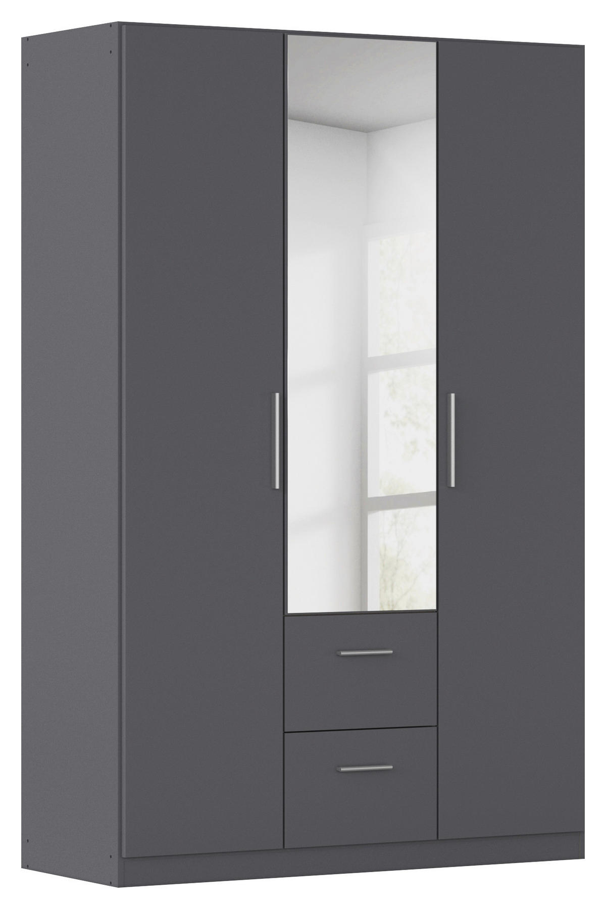 DREHTÜRENSCHRANK 135/210/54 cm,  in Grau, 3-türig  - Alufarben/Grau, KONVENTIONELL, Glas/Holzwerkstoff (135/210/54cm) - home24