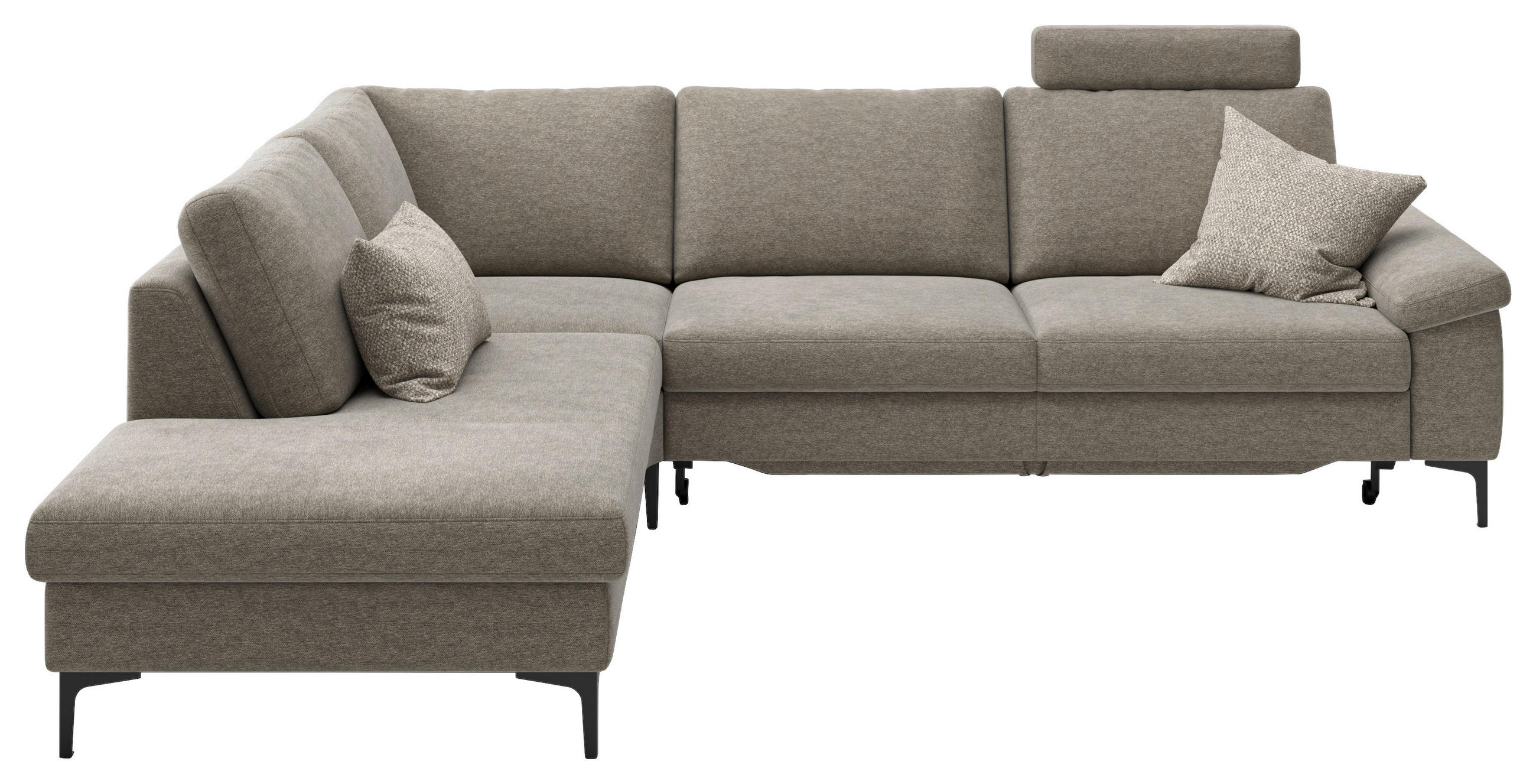 ECKSOFA  in Flachgewebe Taupe  220/280 cm  - Taupe/Schwarz, Design, Textil/Metall (220/280cm) - Pure Home Lifestyle
