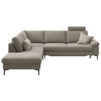ECKSOFA  in Flachgewebe Taupe  220/280 cm  - Taupe/Schwarz, Design, Textil/Metall (220/280cm) - Pure Home Lifestyle