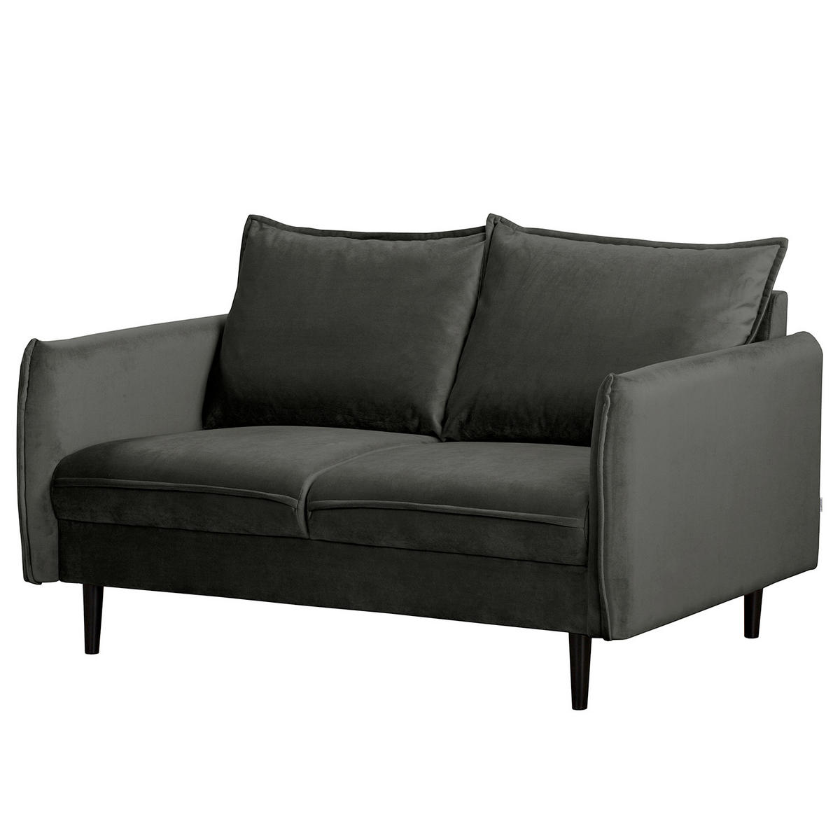 2-SITZER-SOFA JULI Samt Dunkelgrau  - Dunkelgrau/Schwarz, Design, Holz/Textil (138/86/100cm) - P & B