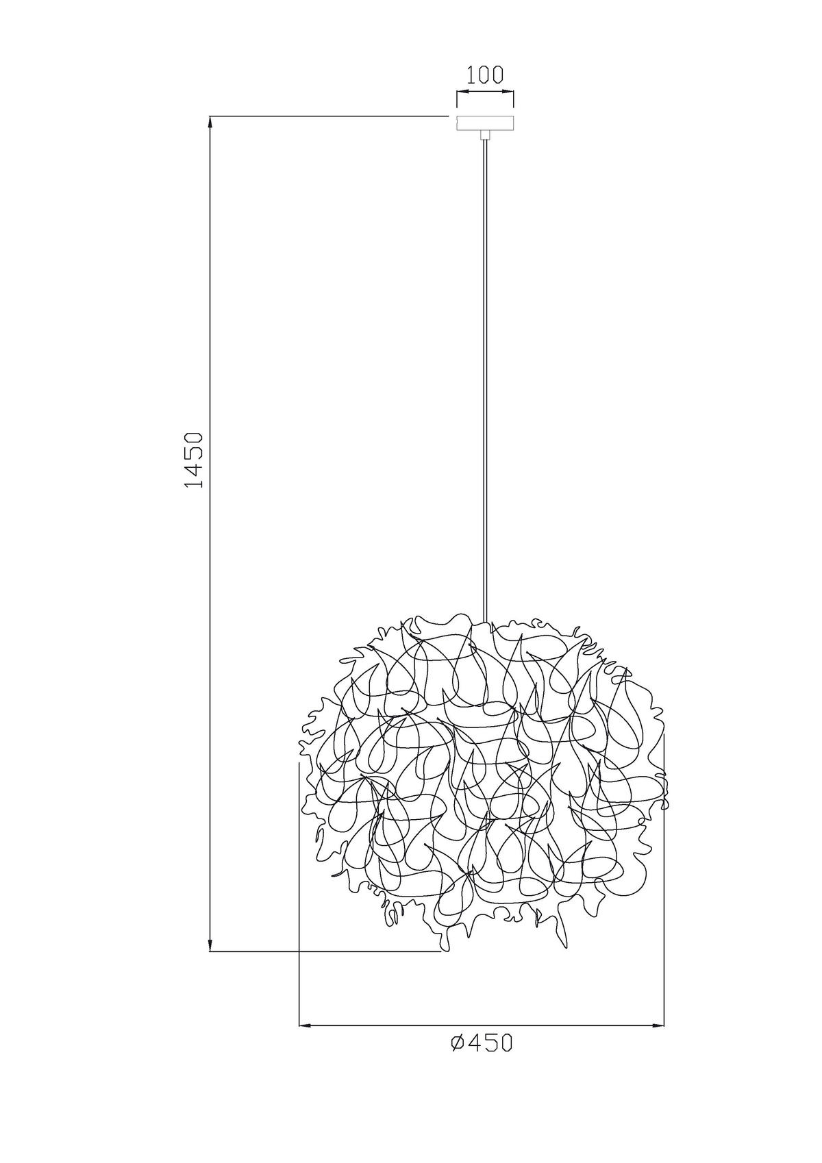 HÄNGELEUCHTE 45/145 cm   - Weiß, Trend, Kunststoff/Fell (45/145cm) - Novel