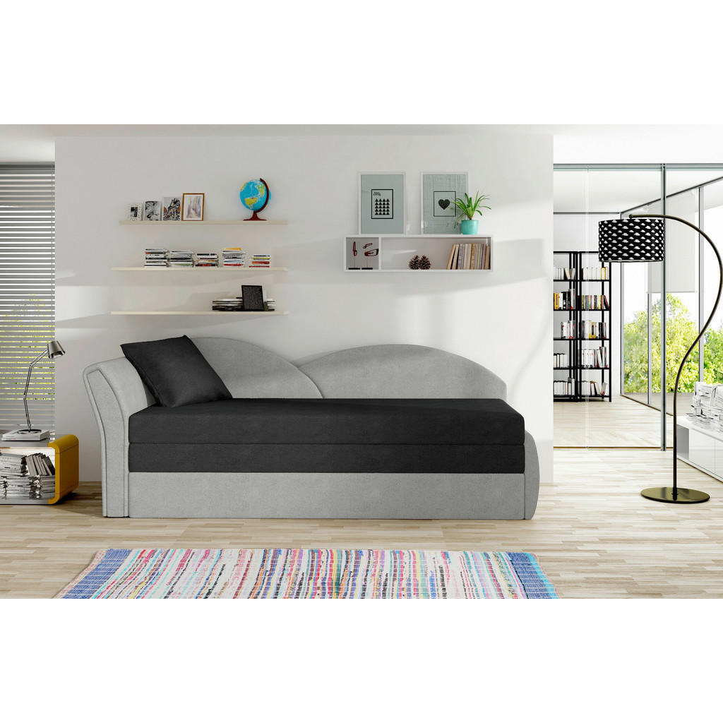 Récamiere Schwarz,hellgrau, S: 80x218 cm