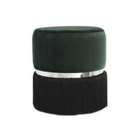 HOCKER Samt Schwarz, Silberfarben, Dunkelgrün  - Dunkelgrün/Silberfarben, Basics, Textil/Metall (41/44,5/41cm) - Kayoom