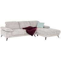 ECKSOFA ROYCE Perlmutt Struktur  - Perlmutt/Schwarz, MODERN, Textil/Metall (283/194cm) - MID.YOU