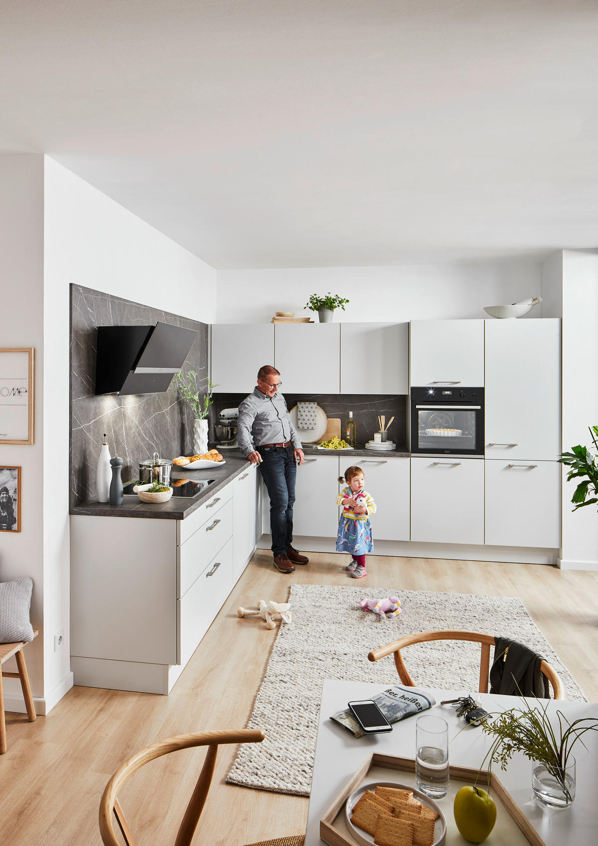 EINBAUKÜCHE   - Grau, Design, Holzwerkstoff - Novel