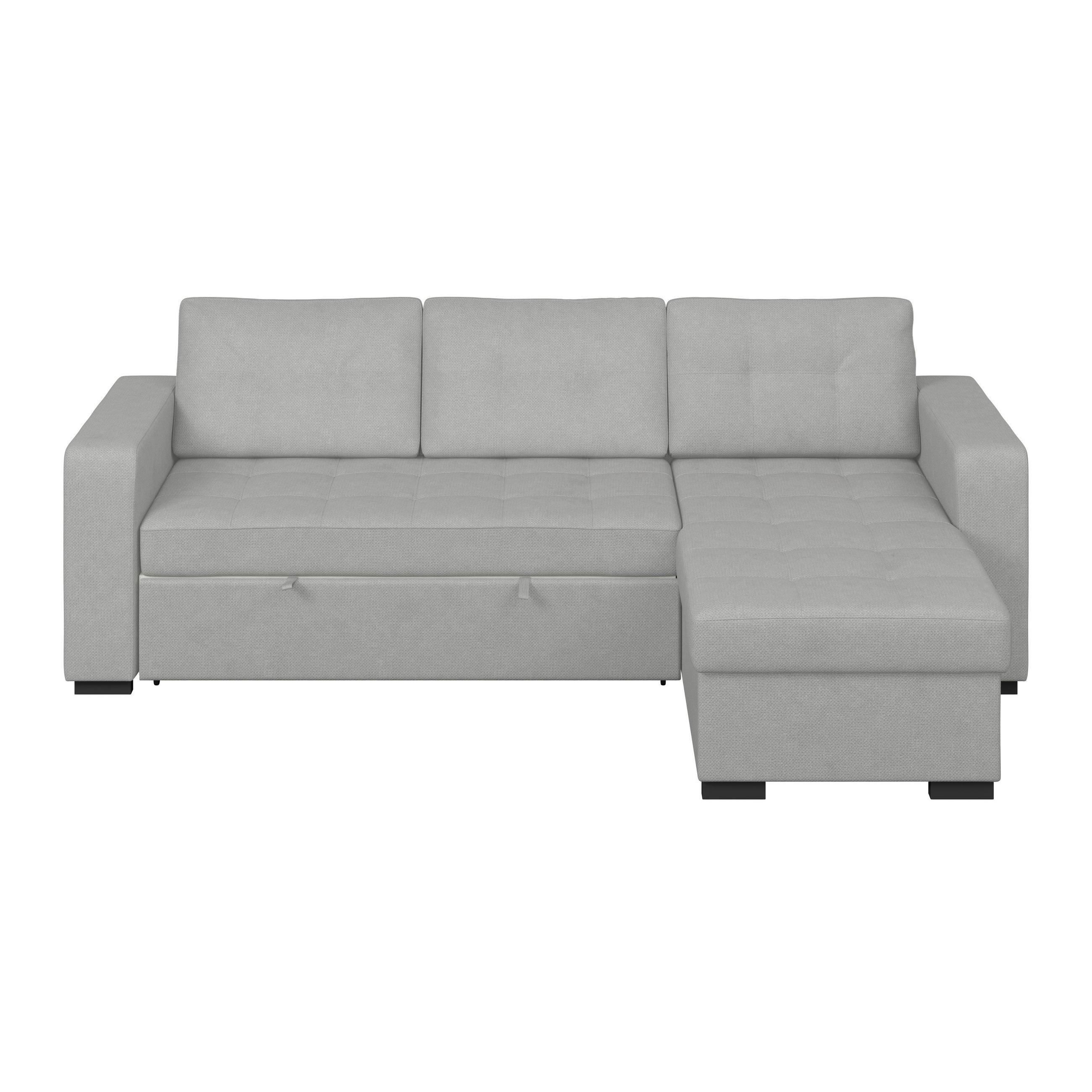ECKSOFA Mikrofaser, Struktur Grau  - Schwarz/Grau, Trend, Textil/Metall (239/160cm) - MID.YOU
