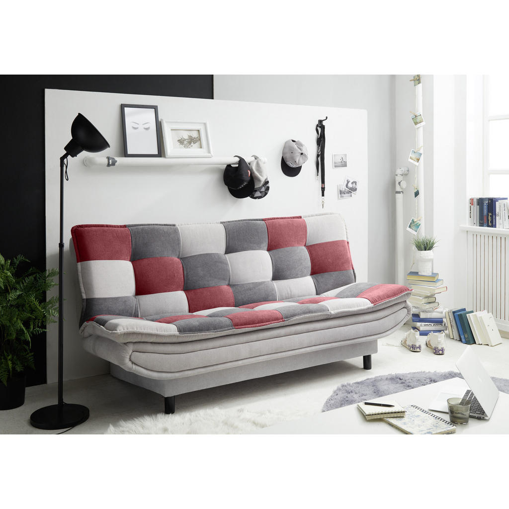 Thumbnail - Mid.you Schlafsofa, Silber, Beere, Dunkelgrau, Textil, 188x90x89 cm, Schlafen auf Sitzhöhe, Wohnzimmer, Sofas & Couches,...