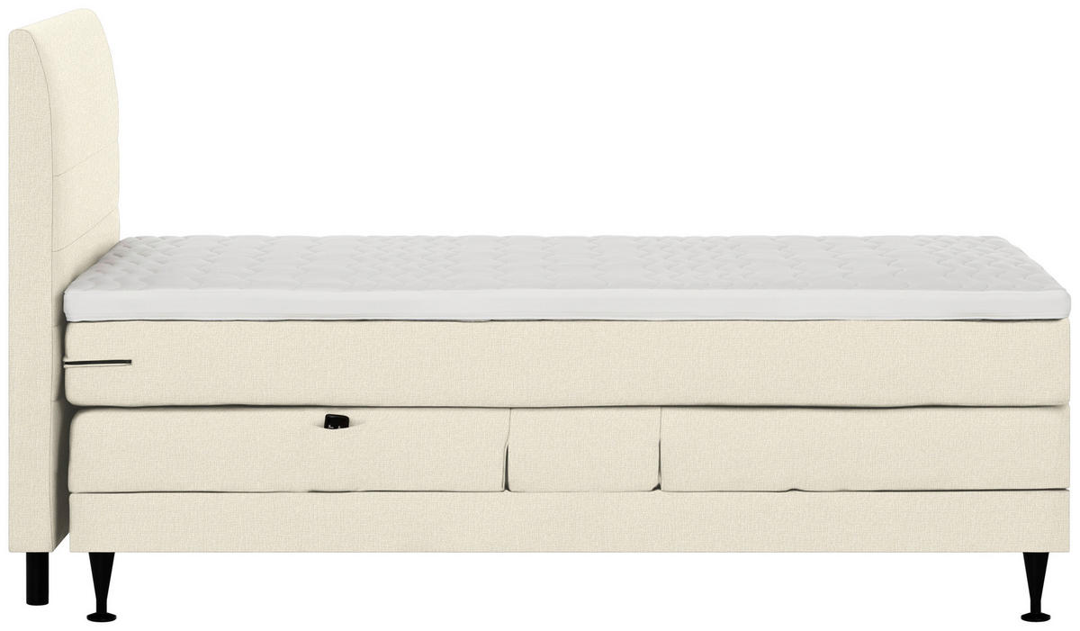 BOXSPRINGBETT 100/200 cm  in Creme  - Creme/Schwarz, KONVENTIONELL, Holzwerkstoff/Textil (100/200cm) - Welnova