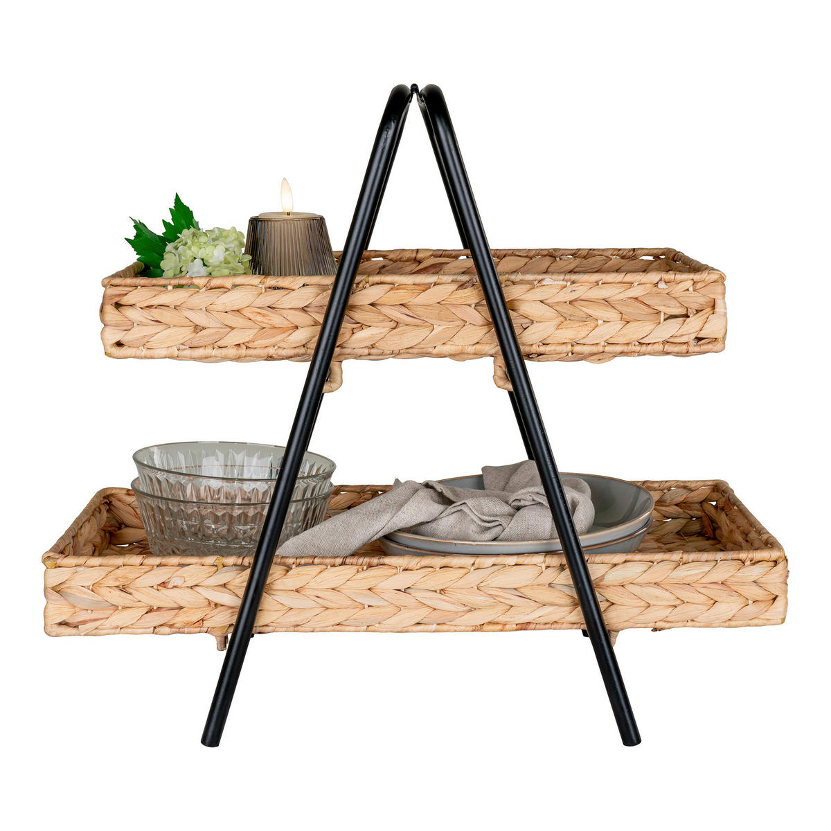 TABLETT Holz Wasserhyazinthe  - Schwarz/Braun, Design, Holz (42/43.5/23cm)