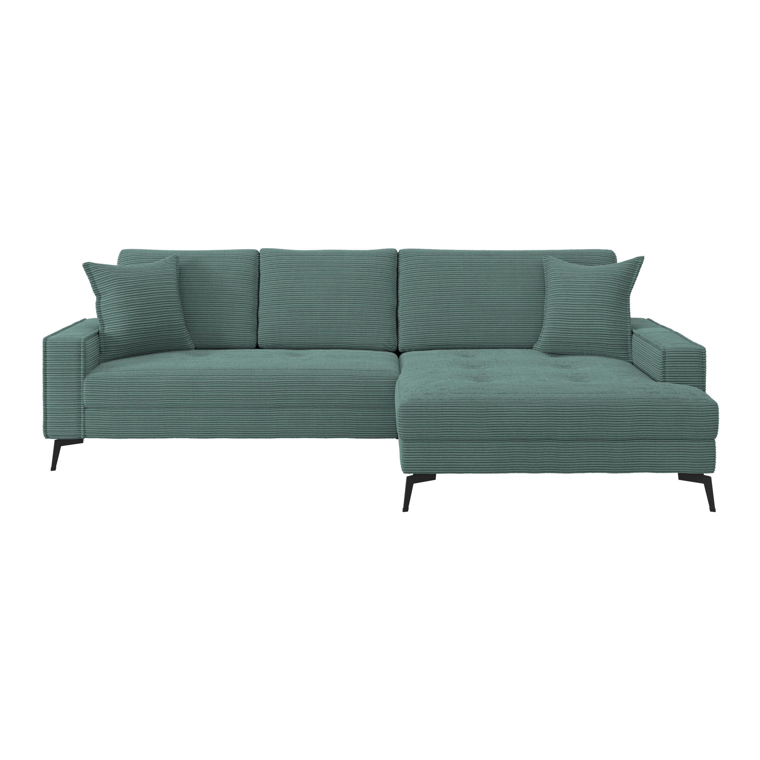 ECKSOFA ZERO Azurblau Cord Zierkissen, Rückenkissen  - Azurblau/Schwarz, Trend, Textil/Metall (286/173cm) - Livetastic