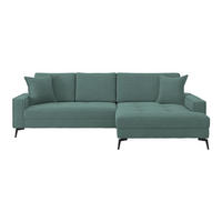 ECKSOFA ZERO Azurblau Cord Zierkissen, Rückenkissen  - Azurblau/Schwarz, Trend, Textil/Metall (286/173cm) - Livetastic