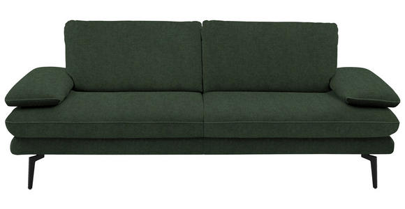 3-SITZER-SOFA in Velours Olivgrün  - Beige/Schwarz, Design, Textil/Metall (222/89/104cm) - Dieter Knoll