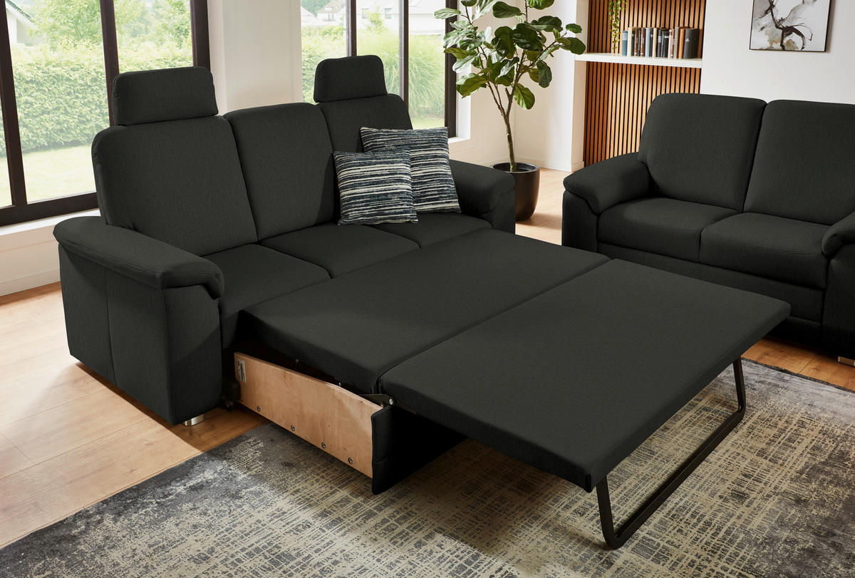 SITZGARNITUR  in Chenille Anthrazit  - Anthrazit/Alufarben, KONVENTIONELL, Textil/Metall (208/156/96/89cm) - Beldomo Comfort
