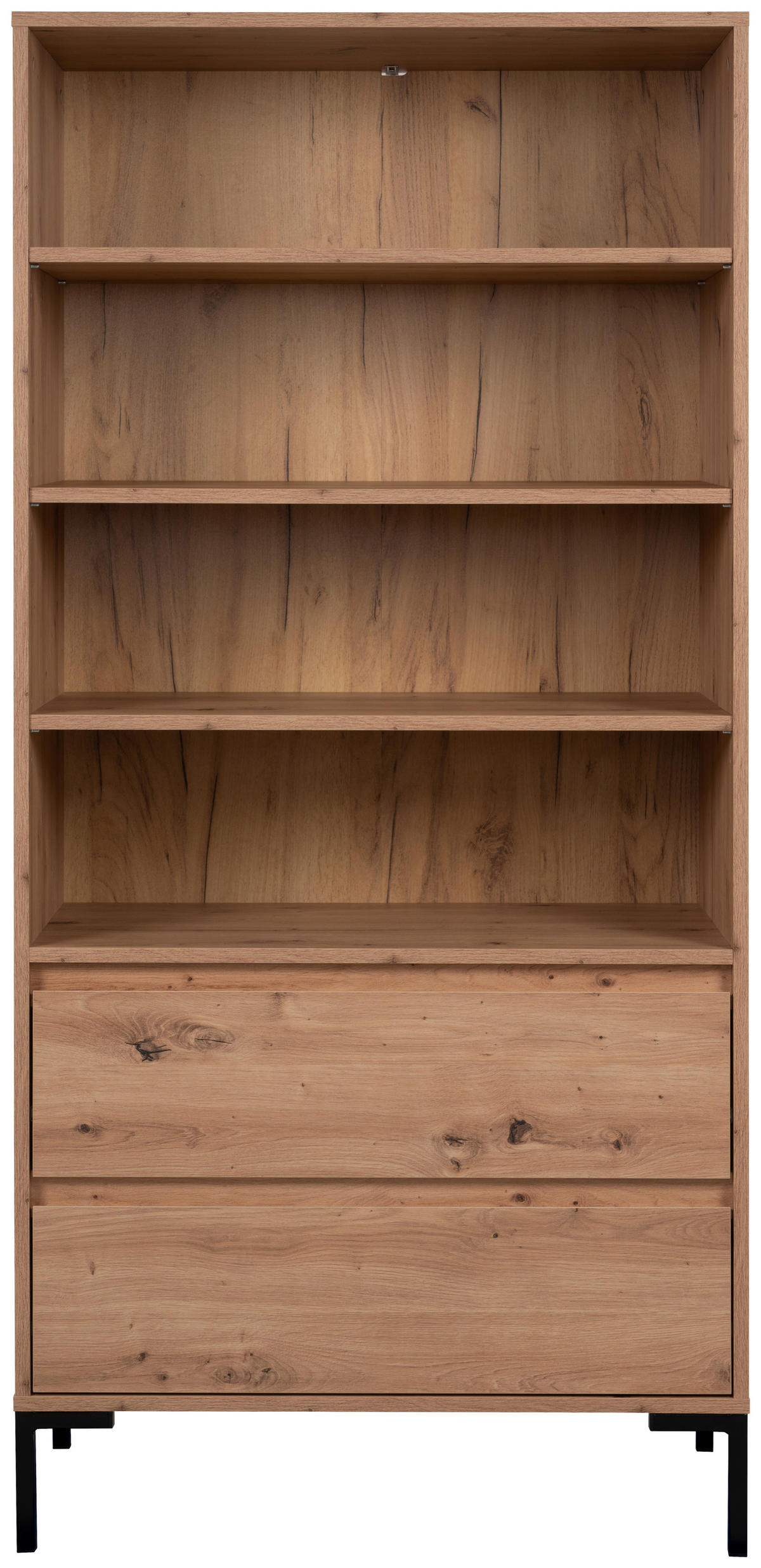 REGAL Eiche Artisan  - Schwarz/Eiche Artisan, LIFESTYLE, Holzwerkstoff/Metall (77,5/165/40cm) - MID.YOU