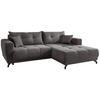 ECKSOFA in Cord Grau  - Schwarz/Grau, Modern, Holz/Textil (246/177cm) - MID.YOU