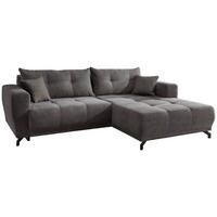 ECKSOFA in Cord Grau  - Schwarz/Grau, Modern, Holz/Textil (246/177cm) - MID.YOU