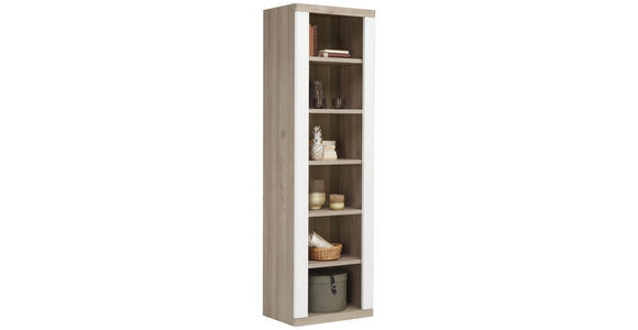 REGAL in 60/197/40 cm Weiß, Eichefarben - Eichefarben/Schwarz, KONVENTIONELL, Holzwerkstoff (60/197/40cm) - Xora