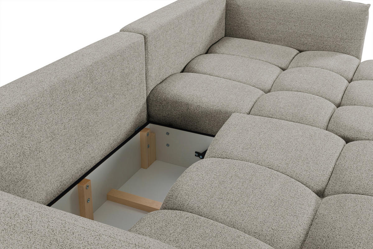 ECKSCHLAFSOFA Flachgewebe Mokka  inkl.  - Schwarz/Mokka, KONVENTIONELL, Kunststoff/Textil (273/188cm) - Livetastic