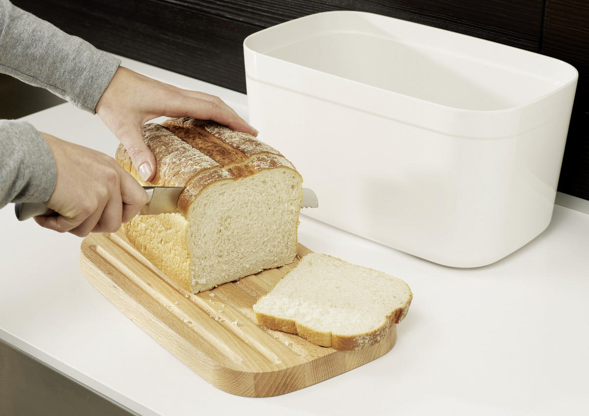 POSODA ZA KRUH   37/18/22 cm           - bela, Basics, umetna masa/les (37/18/22cm) - Joseph Joseph