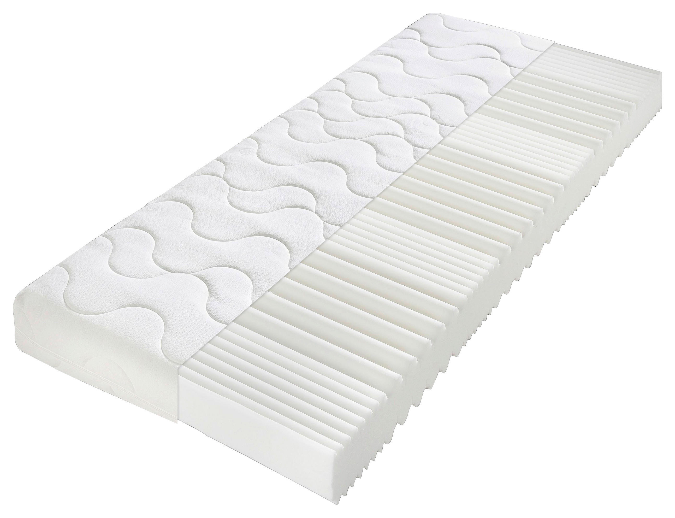 KOMFORTSCHAUMMATRATZE 160/200 cm, Höhe ca.: 20 cm, H3 = fest, 7-Zonen - Weiß, Basics, Textil (160/200cm) - Xora