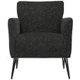 SESSEL in Chenille, Mikrofaser Anthrazit  - Anthrazit/Schwarz, Design, Textil/Metall (68/78/76cm) - Johann Jakob
