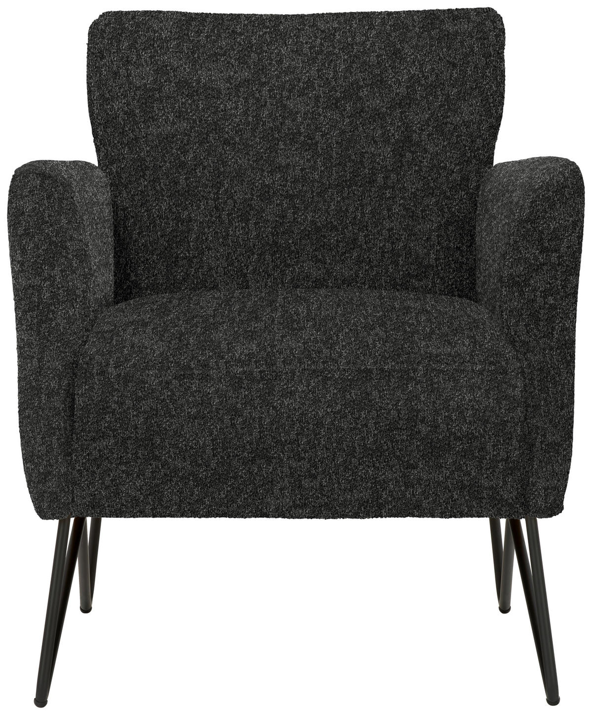 SESSEL in Chenille, Mikrofaser Anthrazit  - Anthrazit/Schwarz, Design, Textil/Metall (68/78/76cm) - Johann Jakob