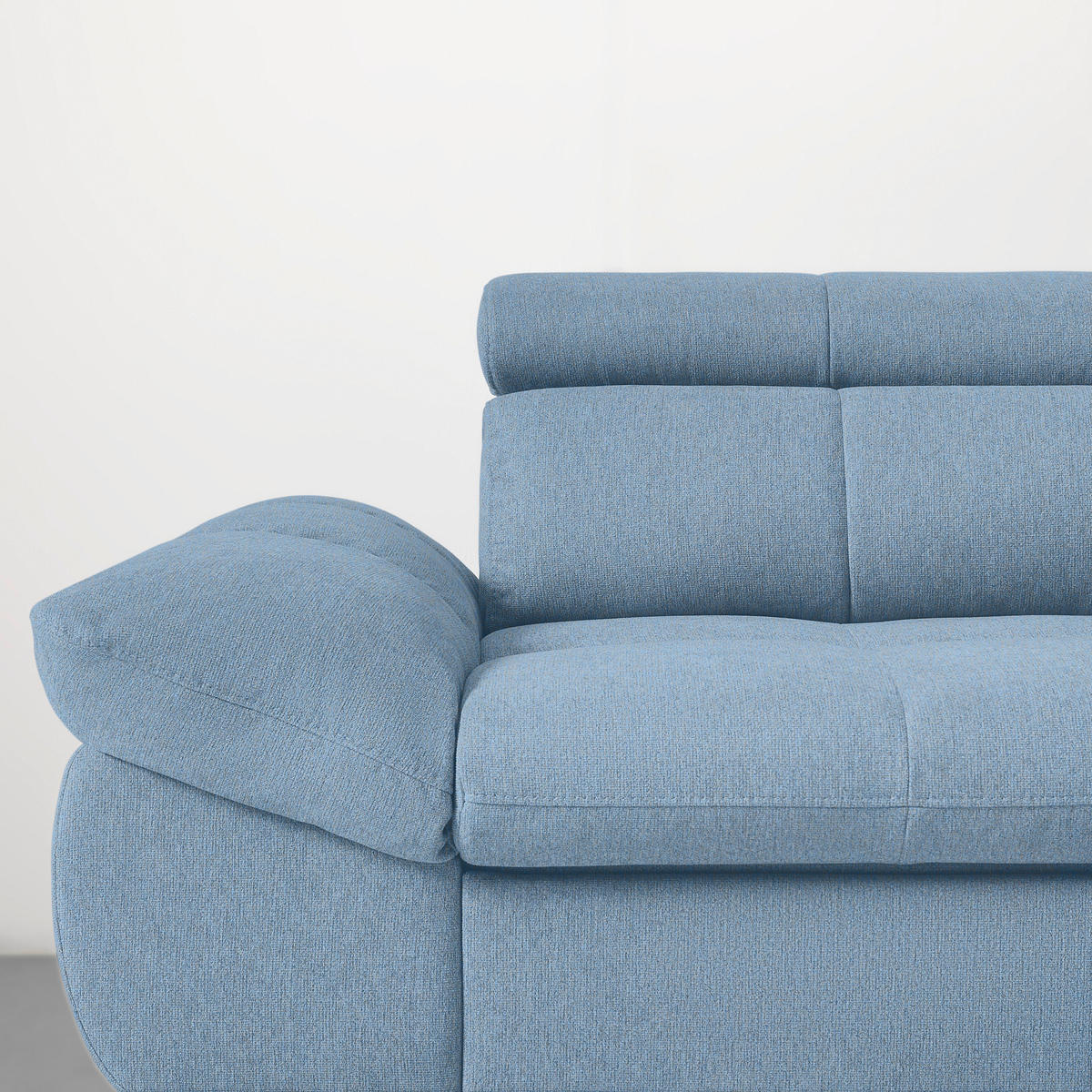 ECKSOFA Chenille Hellblau  - Schwarz/Hellblau, Modern, Textil/Metall (296/201cm) - Livetastic