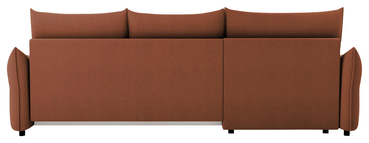 ECKSOFA Rostfarben Webstoff Rückenkissen, Bettkasten, Schlaffunktion, Rücken echt, Liegefläche im Originalstoff  - Rostfarben/Schwarz, KONVENTIONELL, Kunststoff/Textil (179/306cm) - Milino