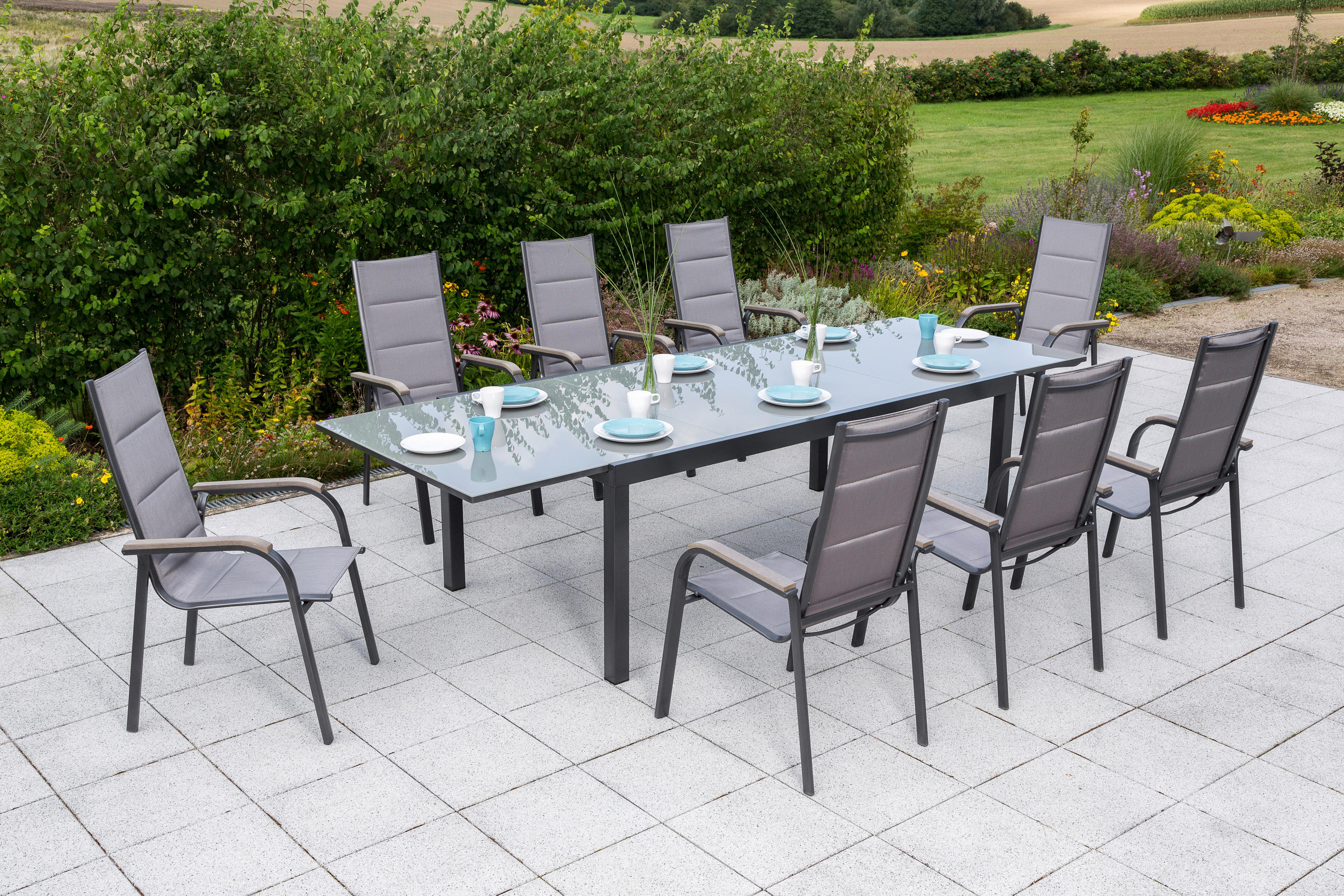 GARTENSET Aluminium  - Graphitfarben/Braun, MODERN, Textil/Metall - Gardenson