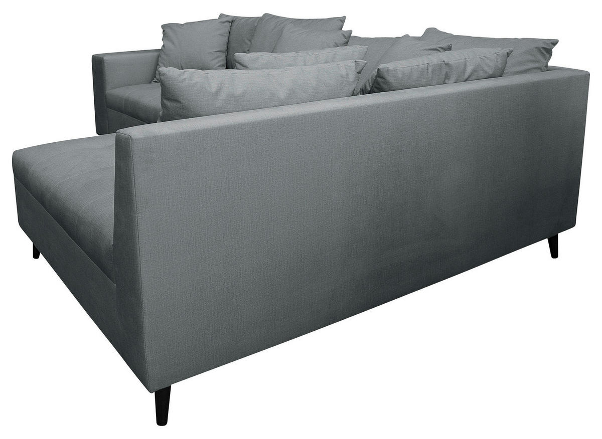 Ecksofa inkl. Hocker Dunkelgrau Mikrofaser  - Dunkelgrau/Schwarz, Design, Holz/Textil (247/174cm) - MID.YOU