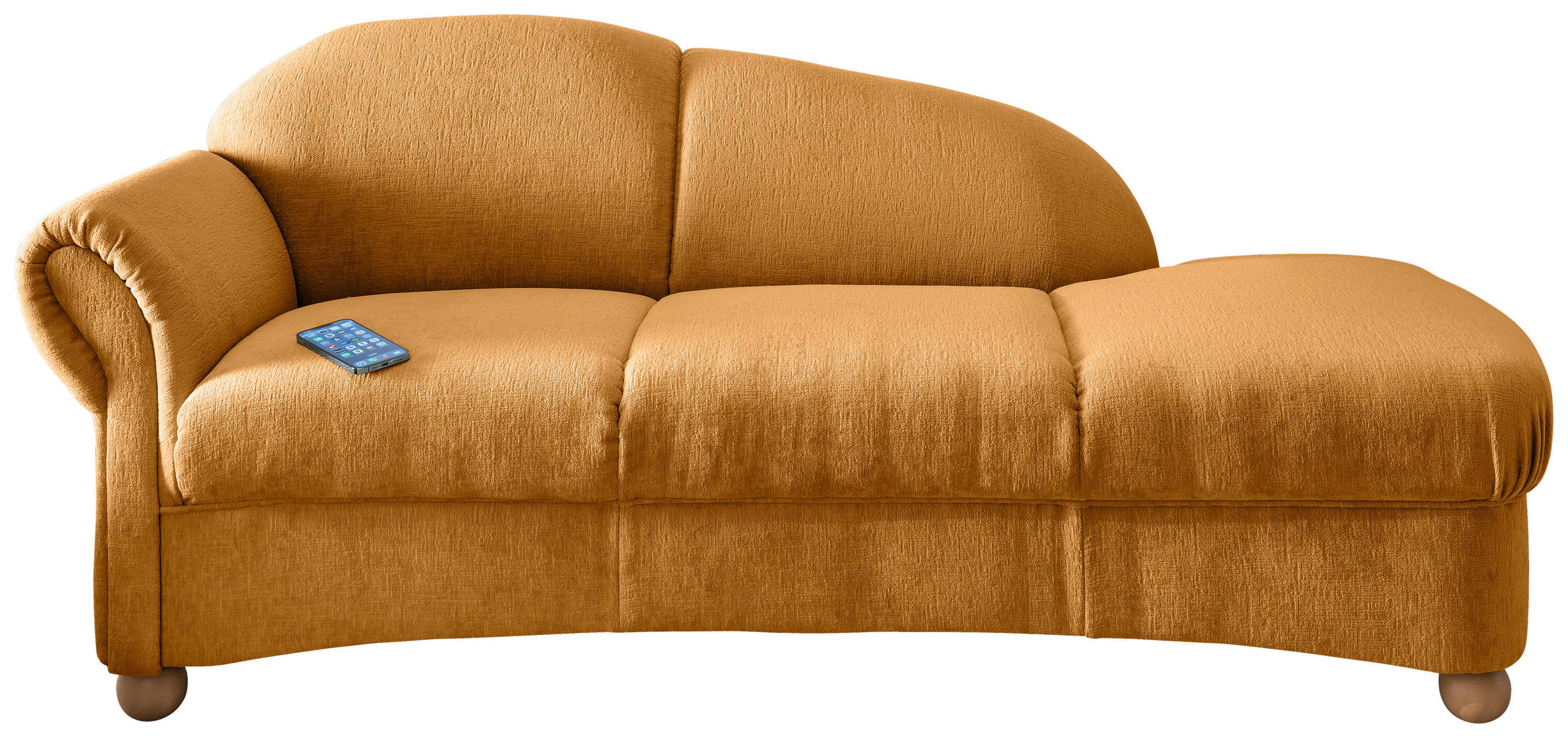 OTTOMANE Torello Mikrofaser Goldfarben  - Wildeiche/Goldfarben, KONVENTIONELL, Holz/Textil (86/84/190cm) - Livetastic
