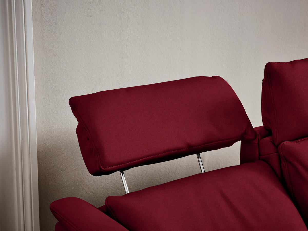 TRAPEZSOFA in Mikrofaser Rot  - Rot/Schwarz, Konventionell, Textil/Metall (221/103/95cm) - Dieter Knoll